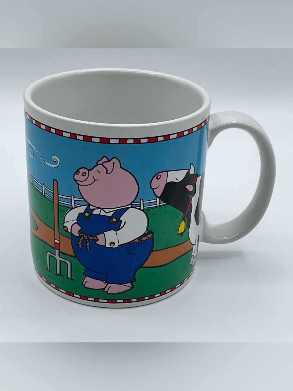 Russ Berrie Country Farm Animals Coffee Mug Pig Cow Goose Cat Vintage 1990s